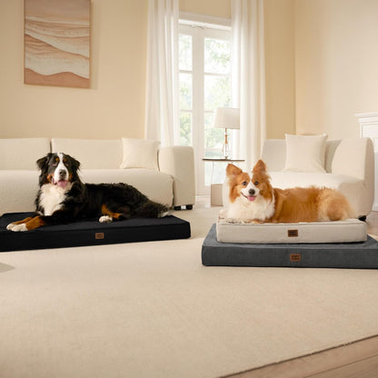 XL Memory Foam Dog Crate Bed with Washable Cover, 41x27Inch, Grey
