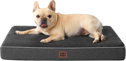 XL Memory Foam Dog Crate Bed with Washable Cover, 41x27Inch, Grey
