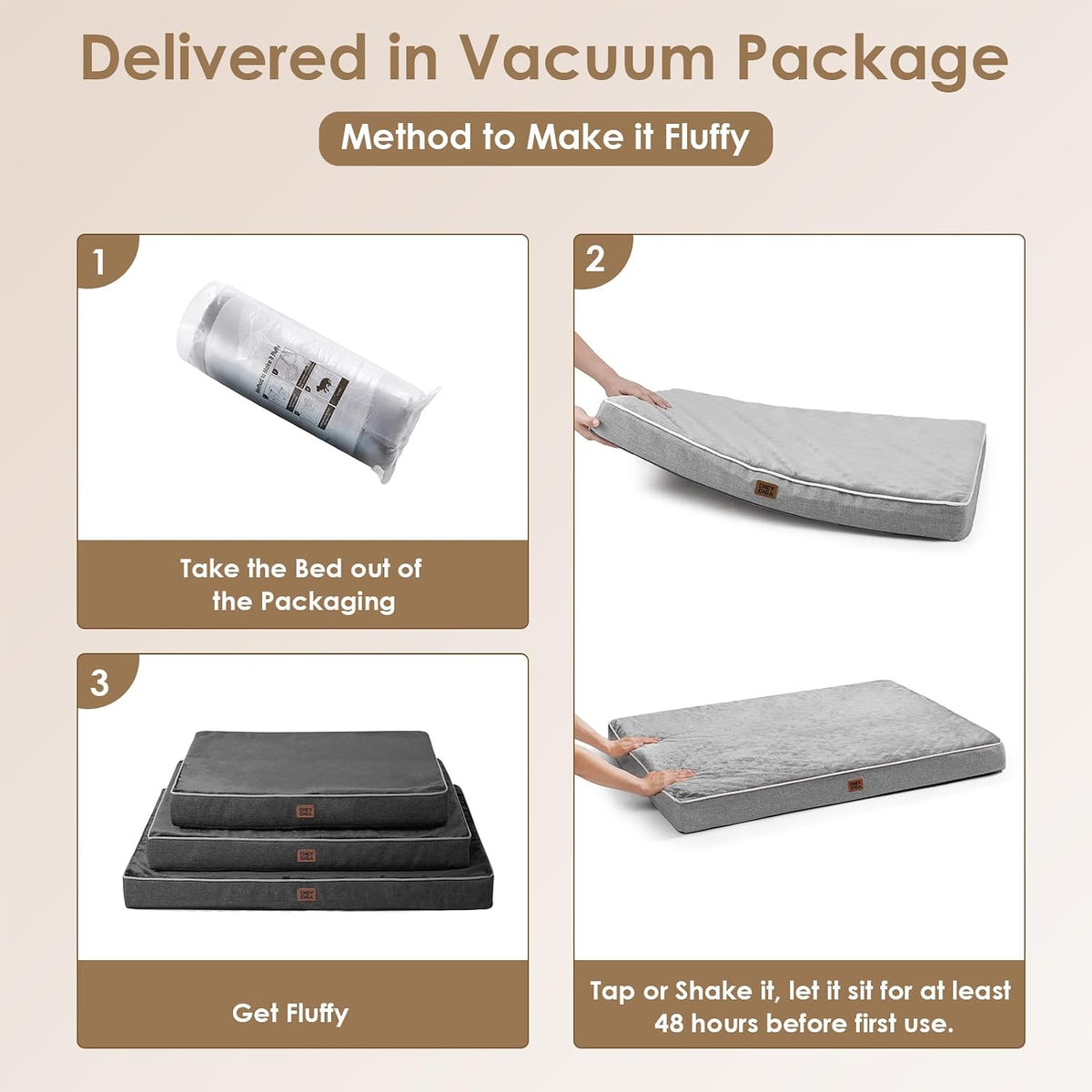 XL Memory Foam Dog Crate Bed with Washable Cover, 41x27Inch, Grey