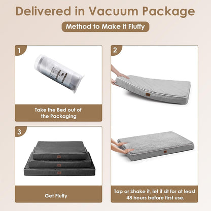 XL Memory Foam Dog Crate Bed with Washable Cover, 41x27Inch, Grey