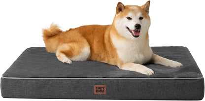 XL Memory Foam Dog Crate Bed with Washable Cover, 41x27Inch, Grey