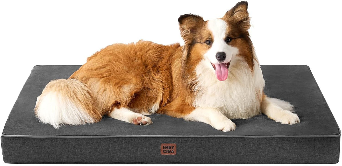 XL Memory Foam Dog Crate Bed with Washable Cover, 41x27Inch, Grey
