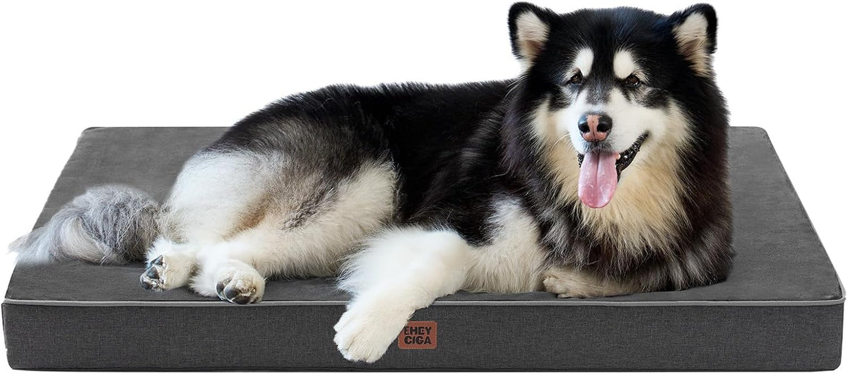 XL Memory Foam Dog Crate Bed with Washable Cover, 41x27Inch, Grey