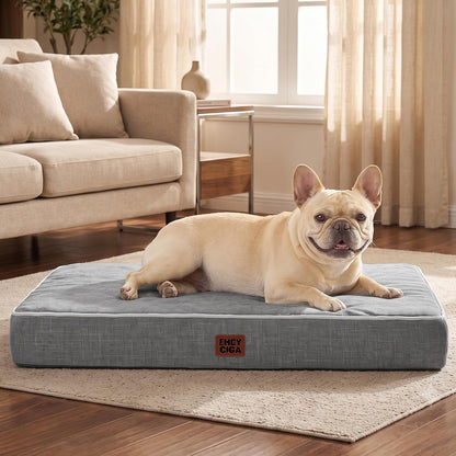 XL Memory Foam Dog Crate Bed with Washable Cover, 41x27Inch, Grey