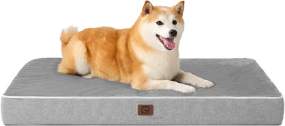 XL Memory Foam Dog Crate Bed with Washable Cover, 41x27Inch, Grey