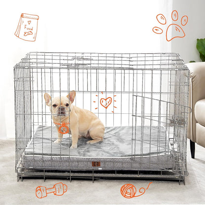 XL Memory Foam Dog Crate Bed with Washable Cover, 41x27Inch, Grey
