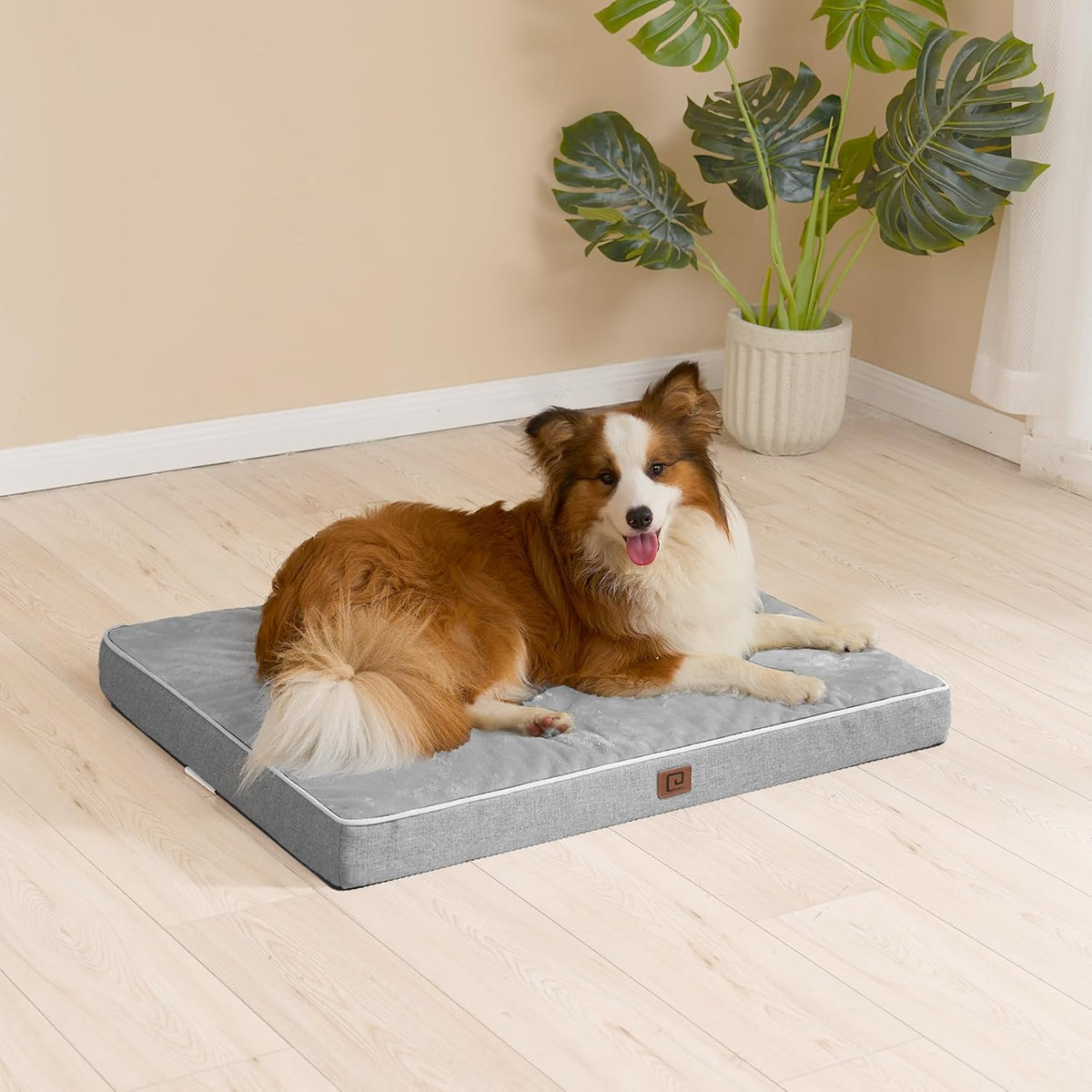 XL Memory Foam Dog Crate Bed with Washable Cover, 41x27Inch, Grey