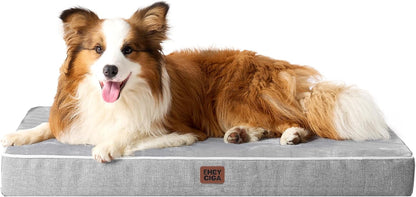 XL Memory Foam Dog Crate Bed with Washable Cover, 41x27Inch, Grey
