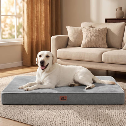 XL Memory Foam Dog Crate Bed with Washable Cover, 41x27Inch, Grey