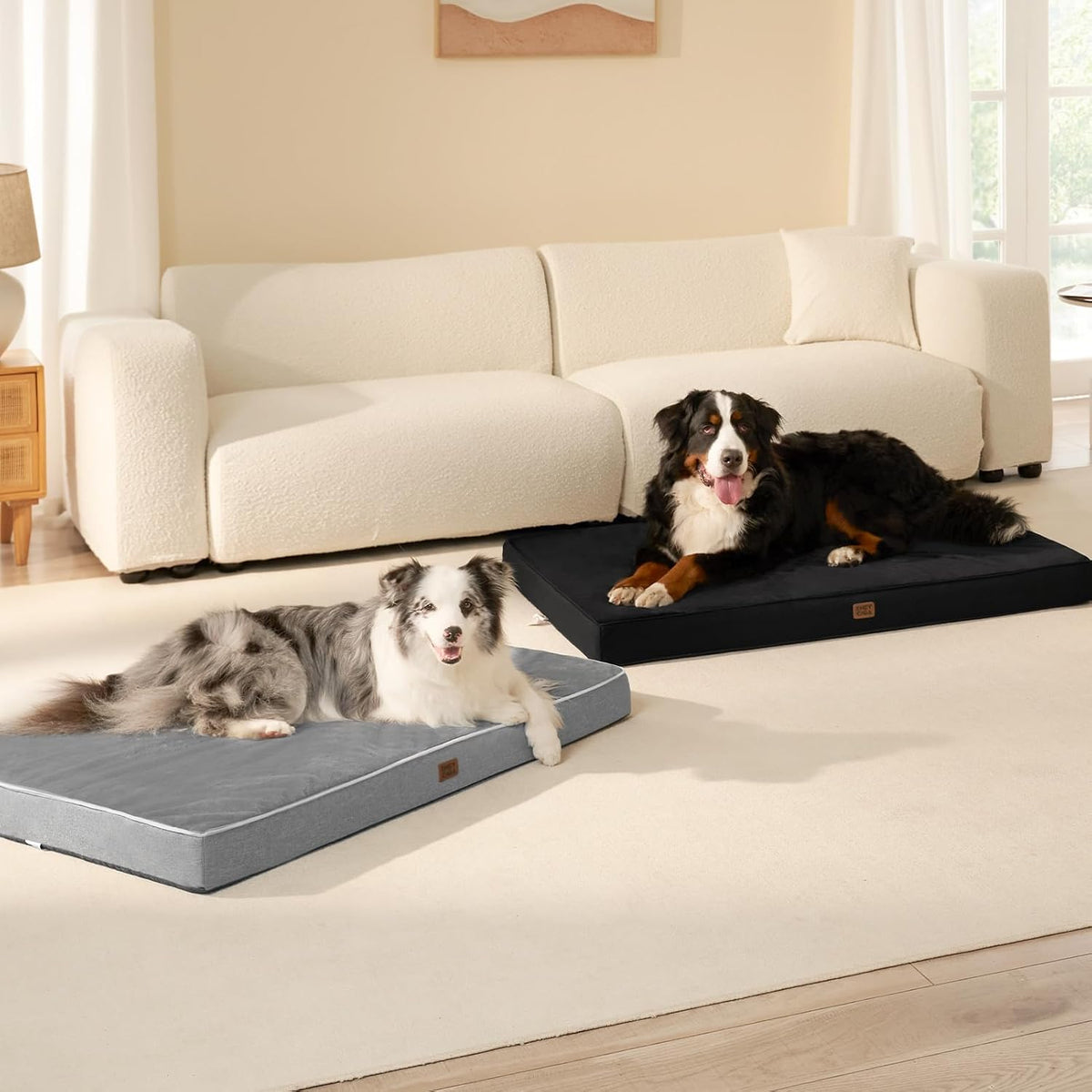 XL Memory Foam Dog Crate Bed with Washable Cover, 41x27Inch, Grey