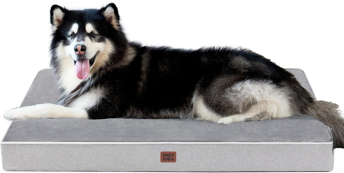 XL Memory Foam Dog Crate Bed with Washable Cover, 41x27Inch, Grey