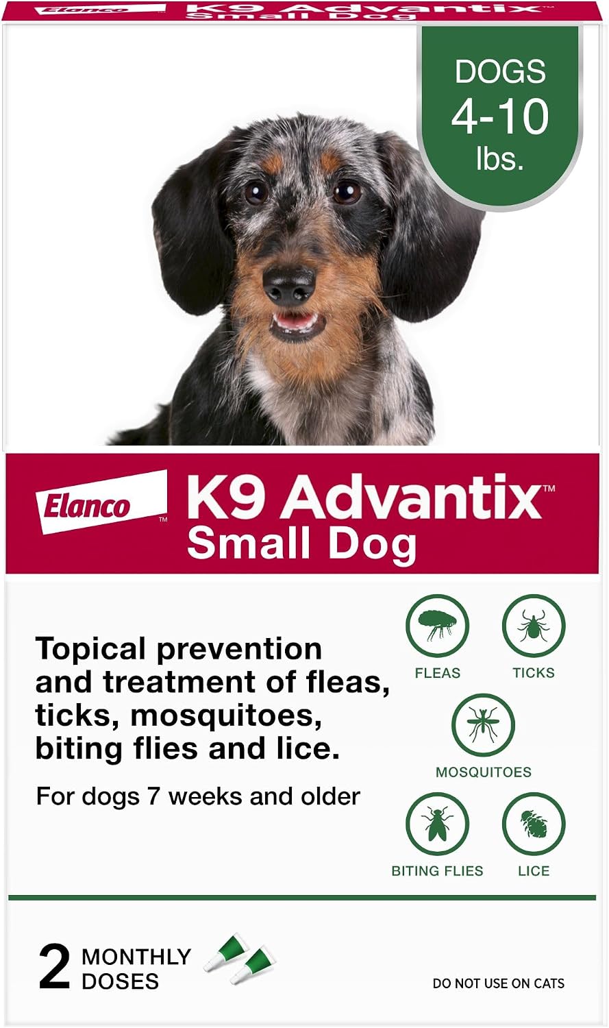 Flea, Tick & Mosquito Prevention for Dogs 4-10 lbs. | Flea Drops for Small Dogs | Apply Monthly | 2 Treatments