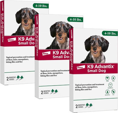 Flea, Tick & Mosquito Prevention for Dogs 4-10 lbs. | Flea Drops for Small Dogs | Apply Monthly | 2 Treatments