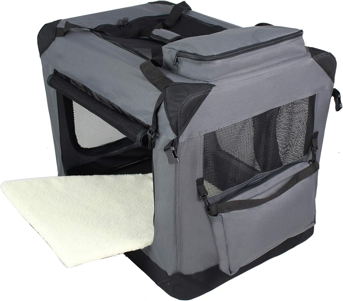 3-Door Soft Dog Crate with Bed & Carrying Bag (2-Year Warranty)