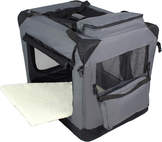 3-Door Soft Dog Crate with Bed & Carrying Bag (2-Year Warranty)