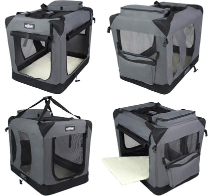 3-Door Soft Dog Crate with Bed & Carrying Bag (2-Year Warranty)