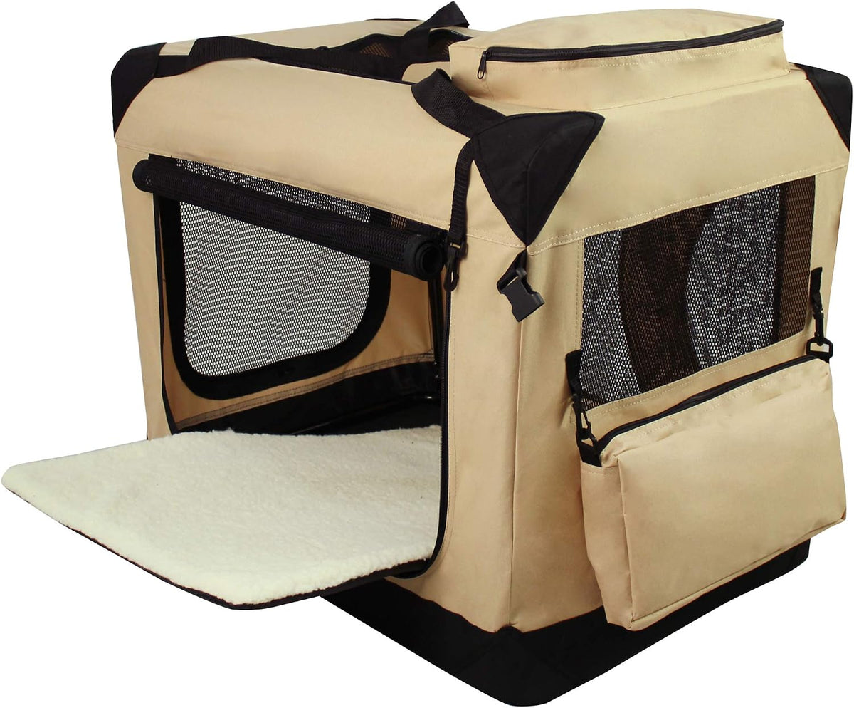 3-Door Soft Dog Crate with Bed & Carrying Bag (2-Year Warranty)