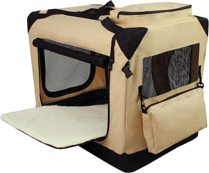 3-Door Soft Dog Crate with Bed & Carrying Bag (2-Year Warranty)