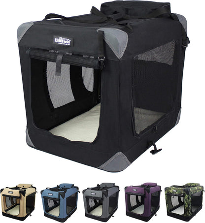 3-Door Soft Dog Crate with Bed & Carrying Bag (2-Year Warranty)