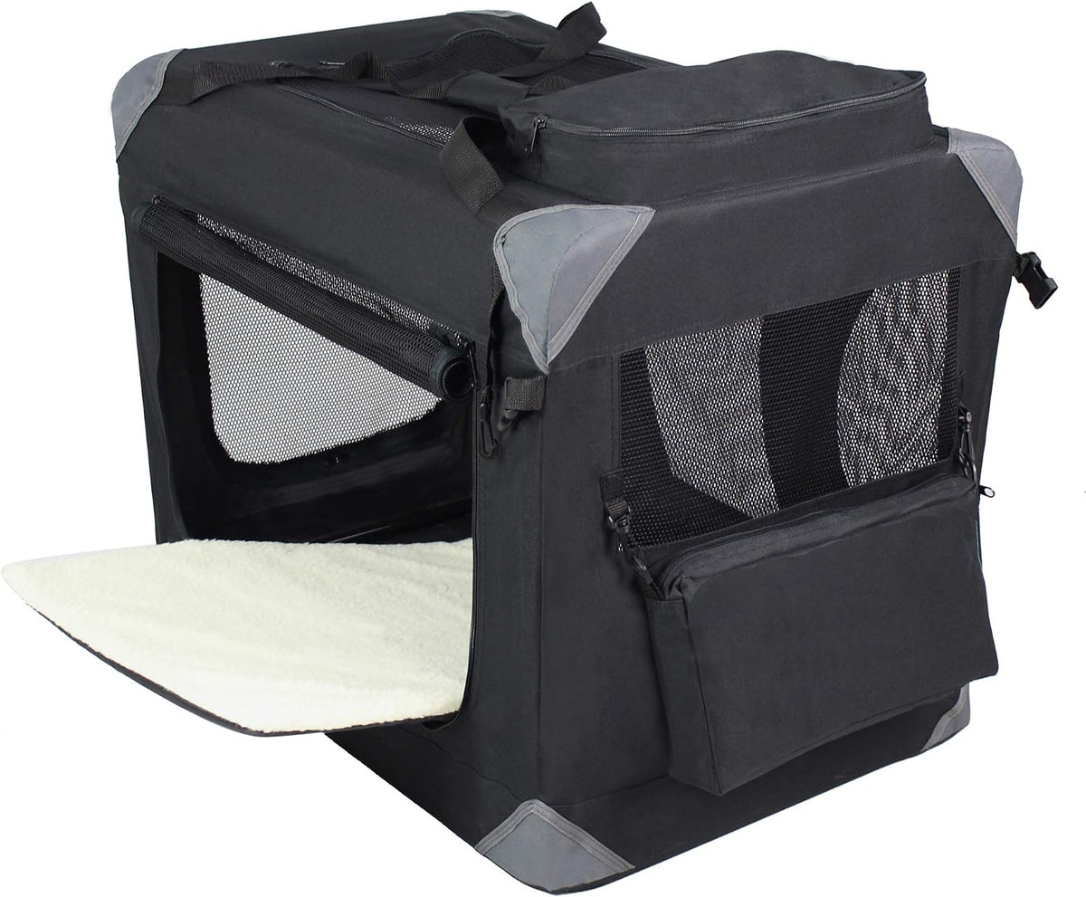 3-Door Soft Dog Crate with Bed & Carrying Bag (2-Year Warranty)