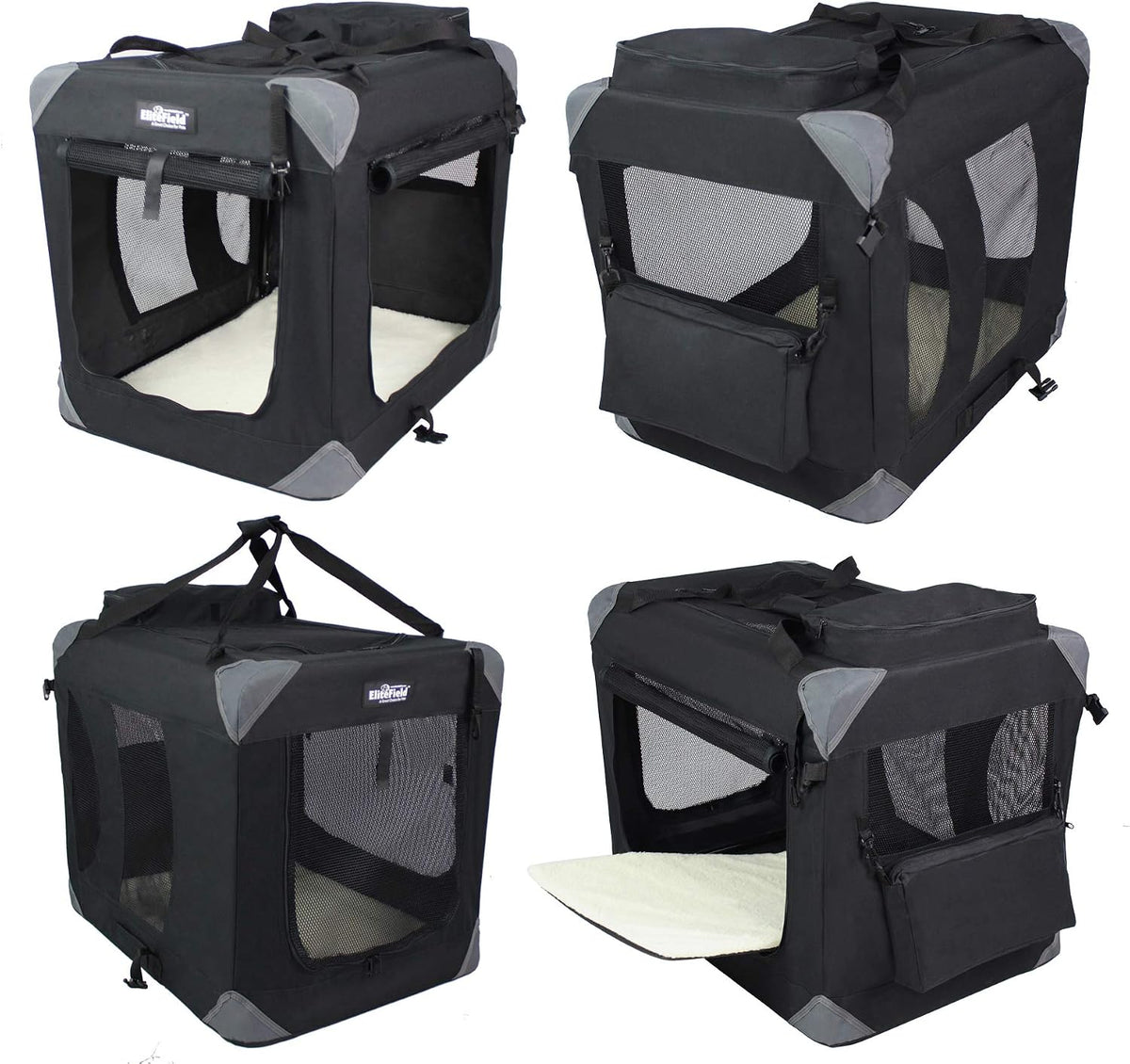 3-Door Soft Dog Crate with Bed & Carrying Bag (2-Year Warranty)