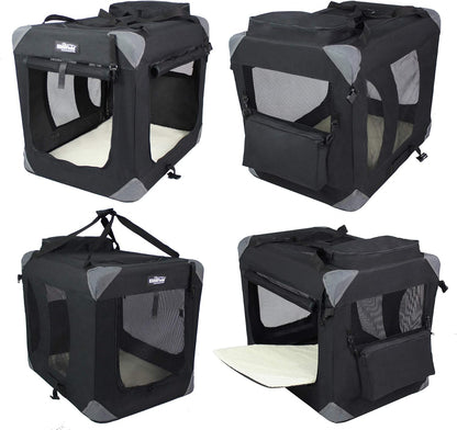 3-Door Soft Dog Crate with Bed & Carrying Bag (2-Year Warranty)