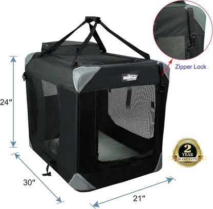 3-Door Soft Dog Crate with Bed & Carrying Bag (2-Year Warranty)