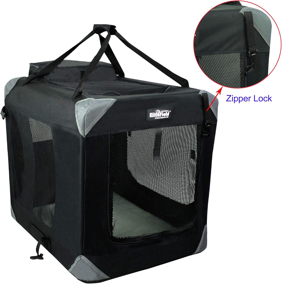 3-Door Soft Dog Crate with Bed & Carrying Bag (2-Year Warranty)
