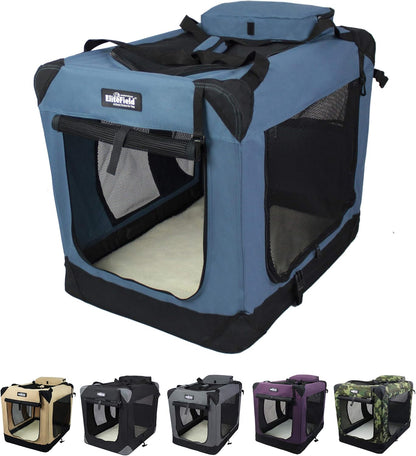 3-Door Soft Dog Crate with Bed & Carrying Bag (2-Year Warranty)