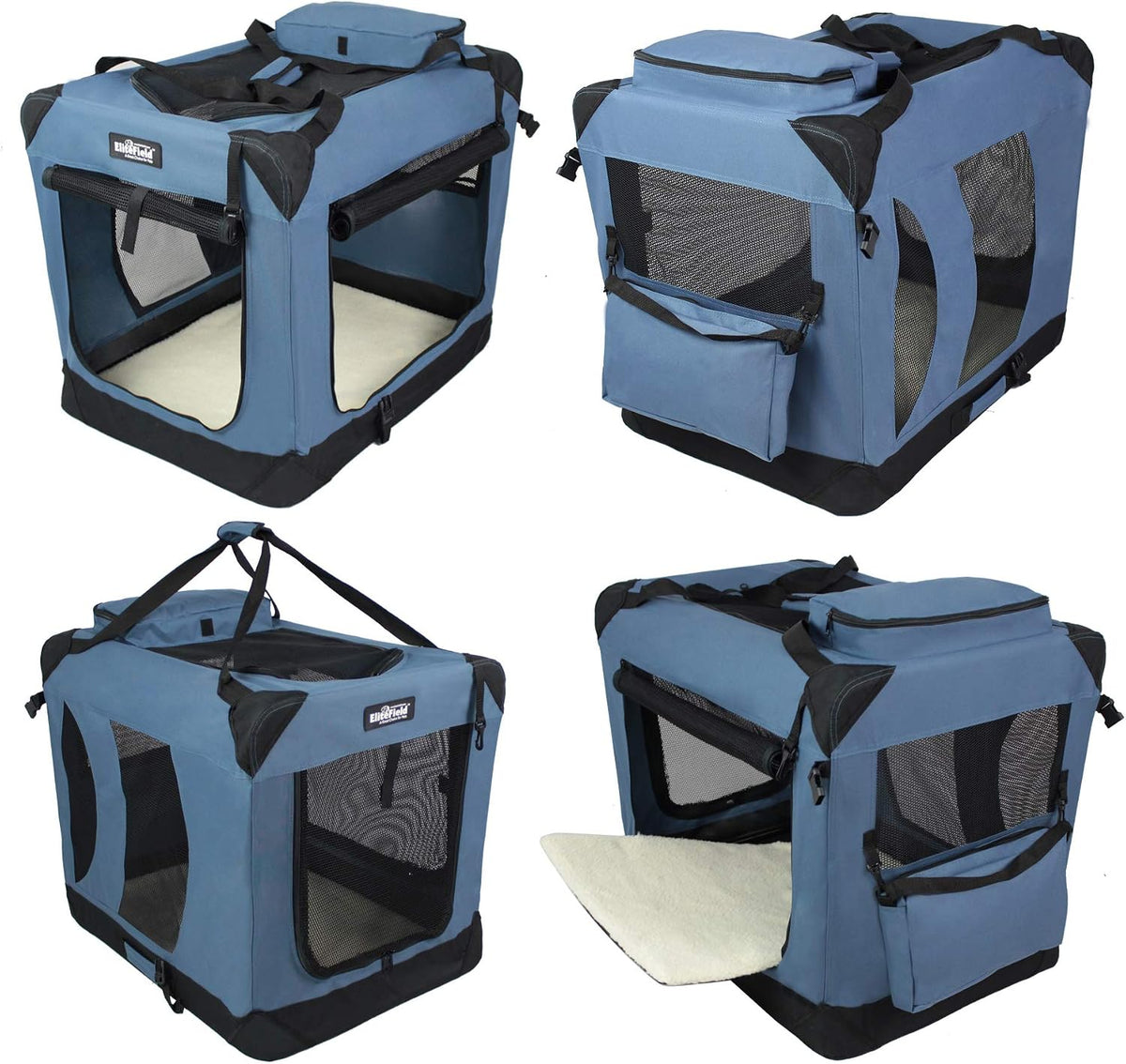 3-Door Soft Dog Crate with Bed & Carrying Bag (2-Year Warranty)