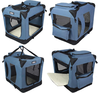 3-Door Soft Dog Crate with Bed & Carrying Bag (2-Year Warranty)