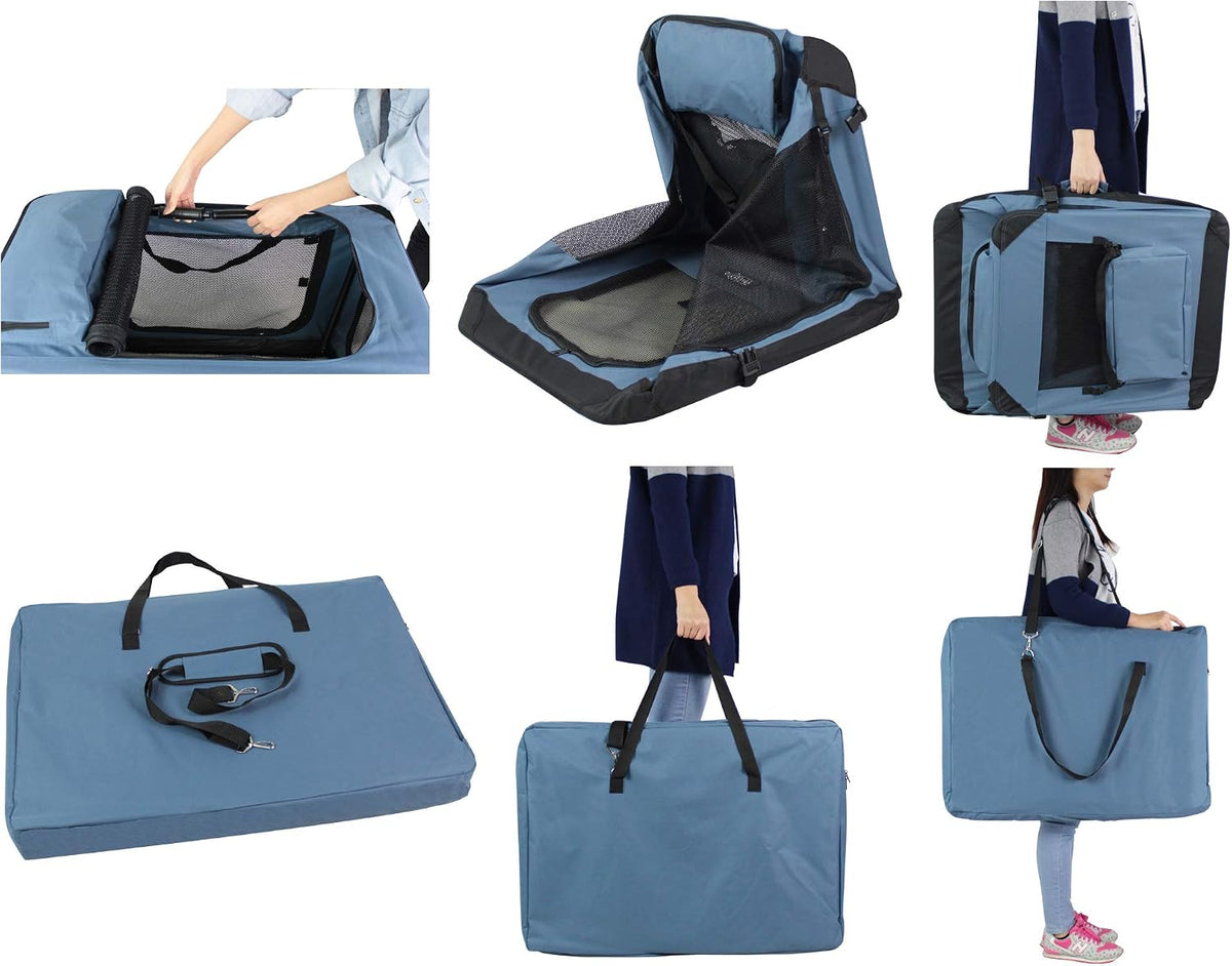 3-Door Soft Dog Crate with Bed & Carrying Bag (2-Year Warranty)