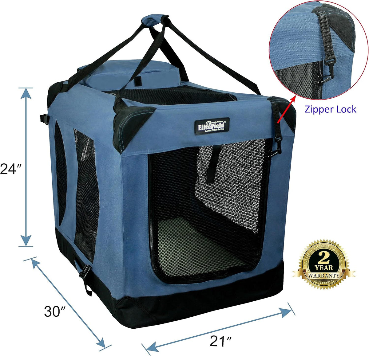 3-Door Soft Dog Crate with Bed & Carrying Bag (2-Year Warranty)