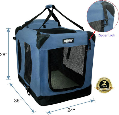 3-Door Soft Dog Crate with Bed & Carrying Bag (2-Year Warranty)