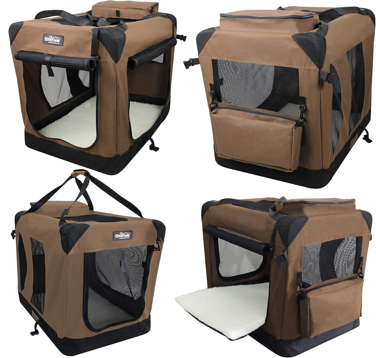3-Door Soft Dog Crate with Bed & Carrying Bag (2-Year Warranty)