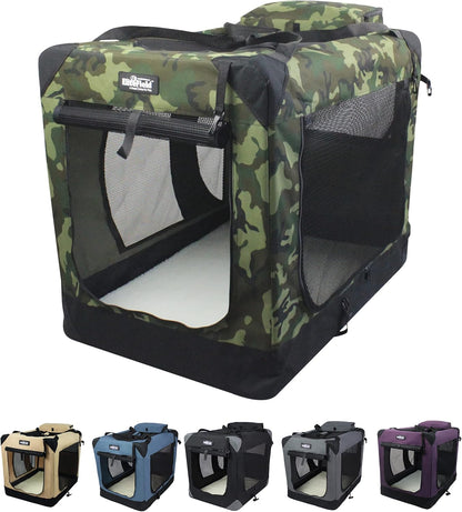 3-Door Soft Dog Crate with Bed & Carrying Bag (2-Year Warranty)