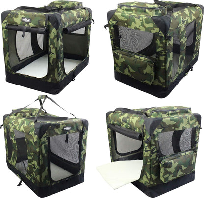 3-Door Soft Dog Crate with Bed & Carrying Bag (2-Year Warranty)