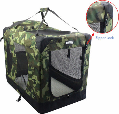 3-Door Soft Dog Crate with Bed & Carrying Bag (2-Year Warranty)