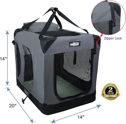 3-Door Soft Dog Crate with Bed & Carrying Bag (2-Year Warranty)