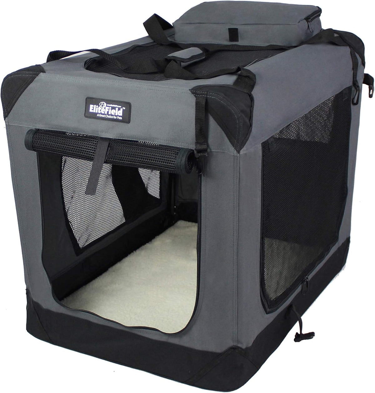 3-Door Soft Dog Crate with Bed & Carrying Bag (2-Year Warranty)