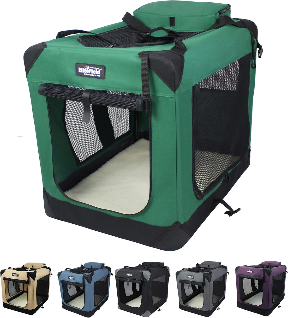 3-Door Soft Dog Crate with Bed & Carrying Bag (2-Year Warranty)