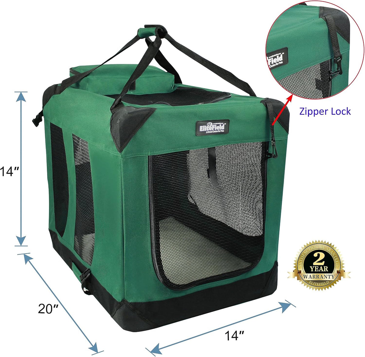 3-Door Soft Dog Crate with Bed & Carrying Bag (2-Year Warranty)