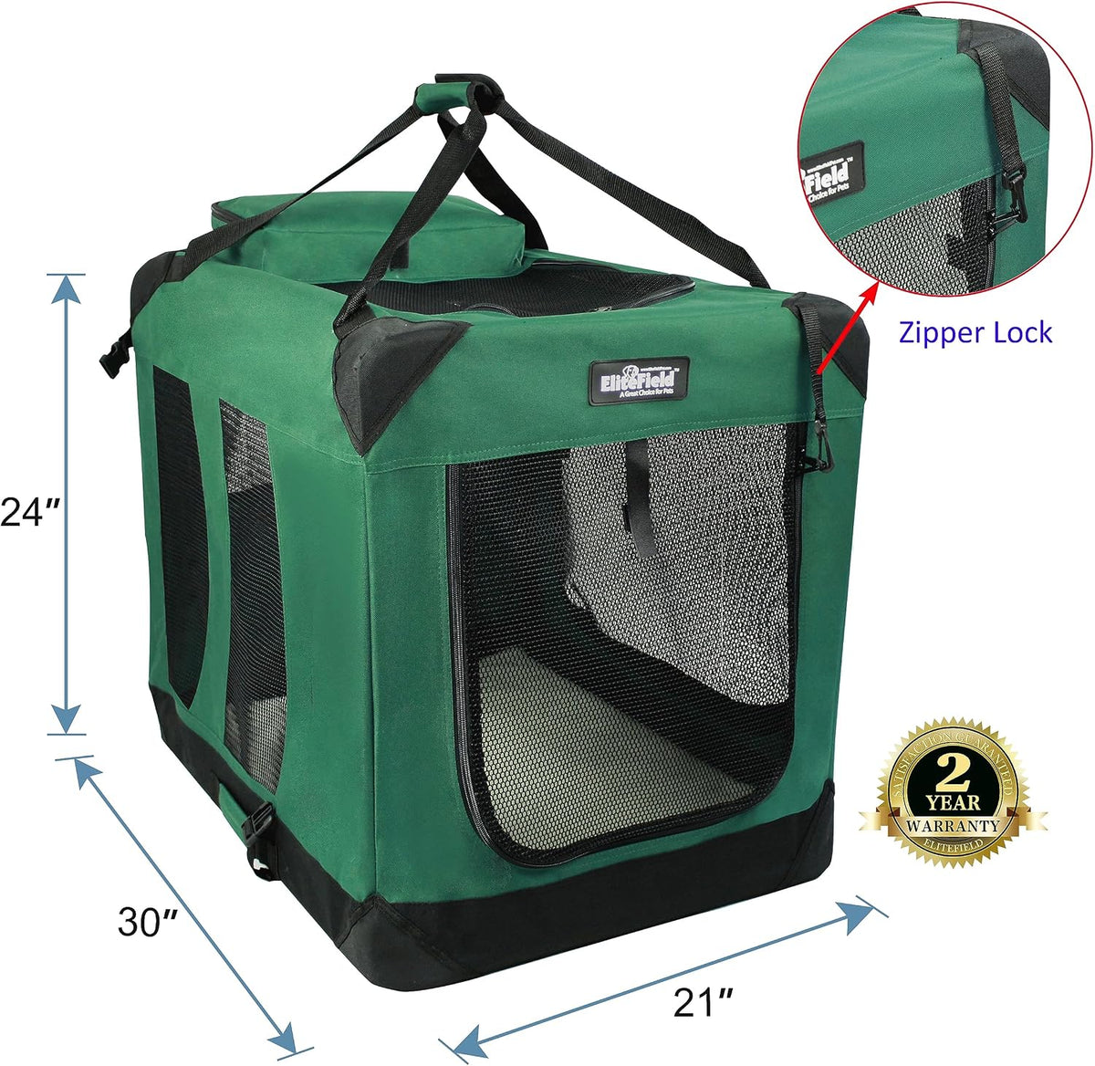 3-Door Soft Dog Crate with Bed & Carrying Bag (2-Year Warranty)