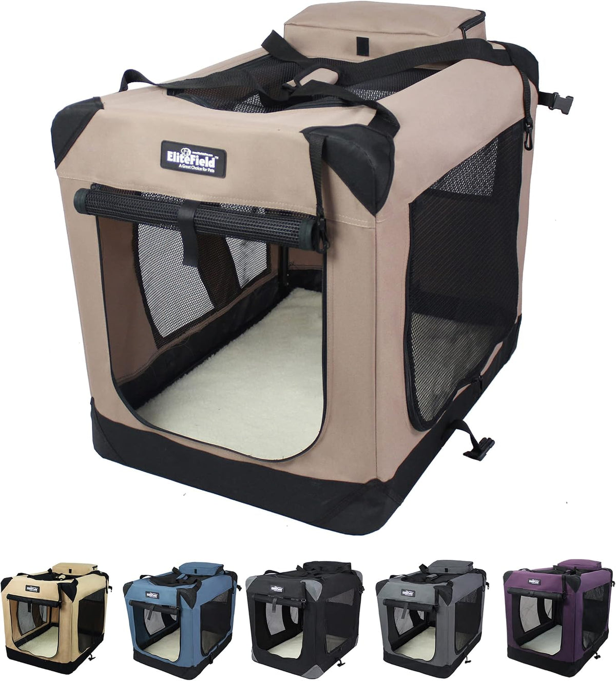3-Door Soft Dog Crate with Bed & Carrying Bag (2-Year Warranty)
