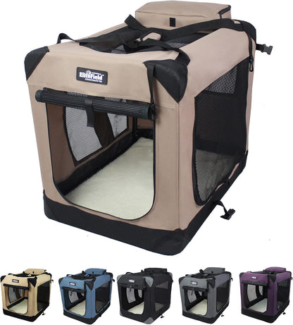3-Door Soft Dog Crate with Bed & Carrying Bag (2-Year Warranty)