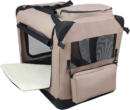 3-Door Soft Dog Crate with Bed & Carrying Bag (2-Year Warranty)