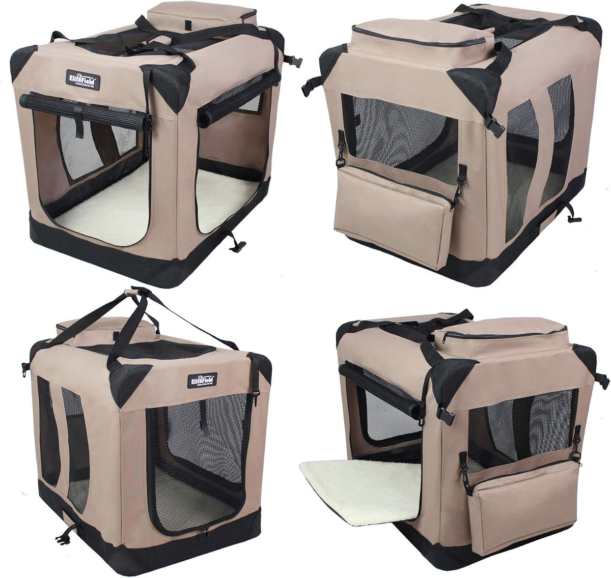 3-Door Soft Dog Crate with Bed & Carrying Bag (2-Year Warranty)