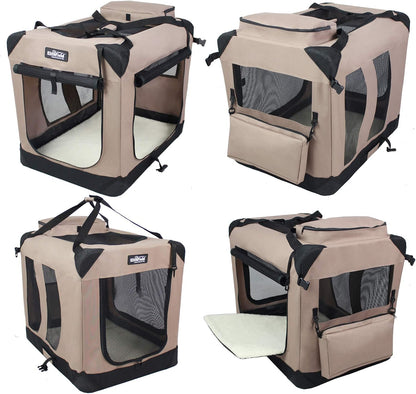 3-Door Soft Dog Crate with Bed & Carrying Bag (2-Year Warranty)