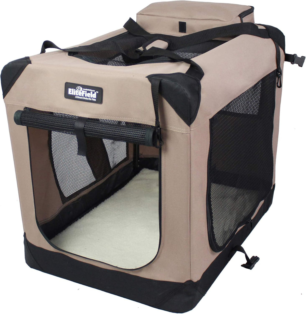 3-Door Soft Dog Crate with Bed & Carrying Bag (2-Year Warranty)