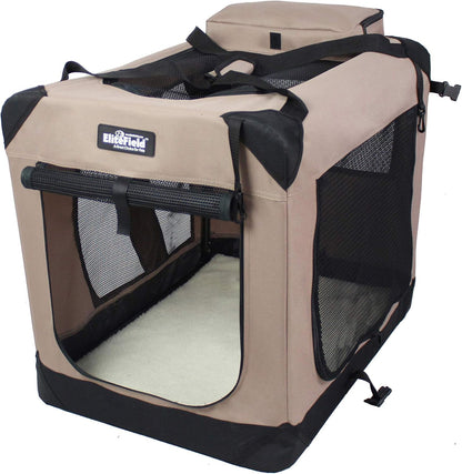3-Door Soft Dog Crate with Bed & Carrying Bag (2-Year Warranty)